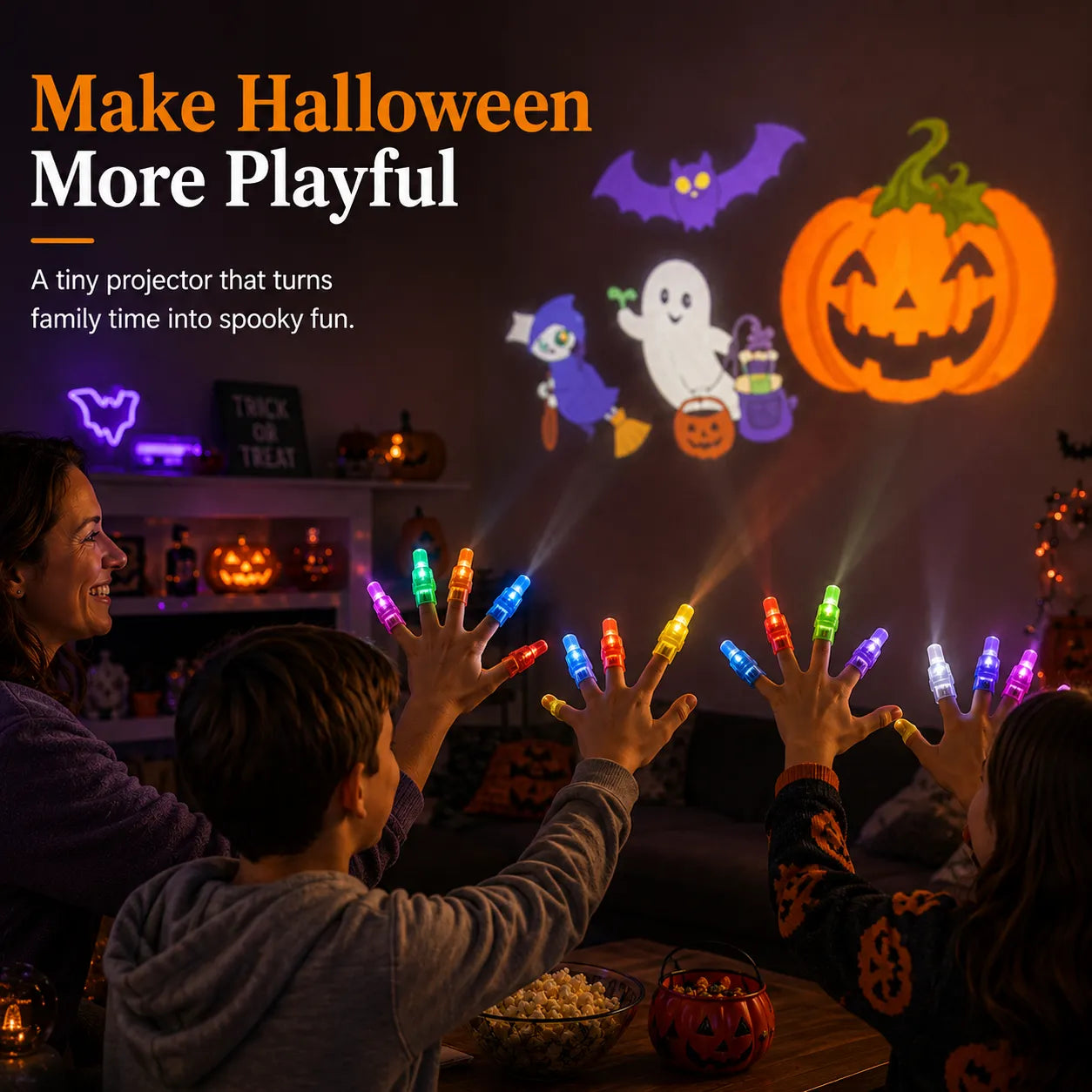 🎃36 szt. światełek projektora na palce na Halloween – miniaturowy projektor wzorów