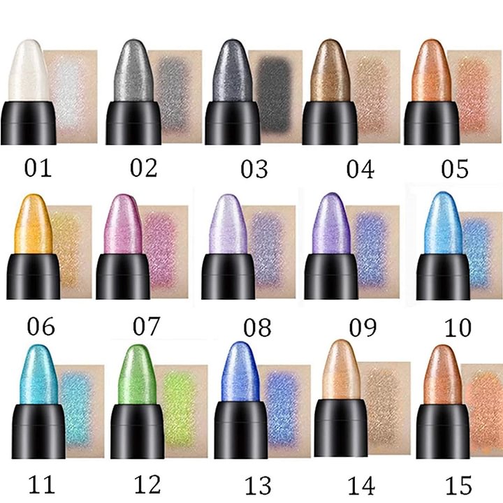 Lápiz de sombra de ojos resaltador de alto rendimiento de 15 colores lápiz delineador de ojos sombra de ojos con brillo impermeable