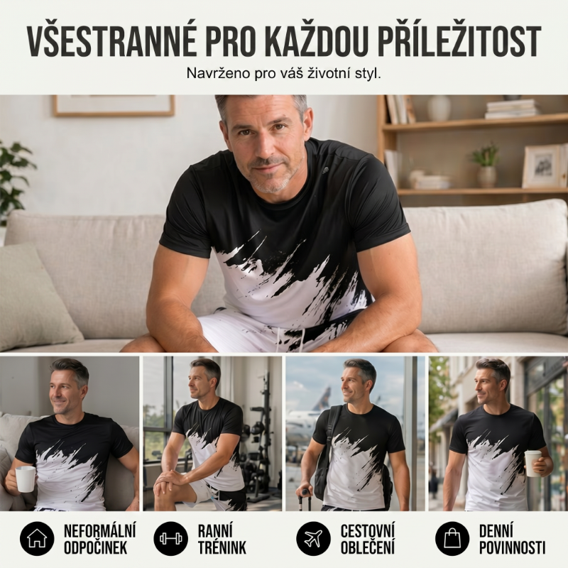 Wyróżnij się dzięki dynamicznemu nadrukowi 3D – męski letni zestaw z dynamicznym nadrukiem. Płatność przy odbiorze! 🔥