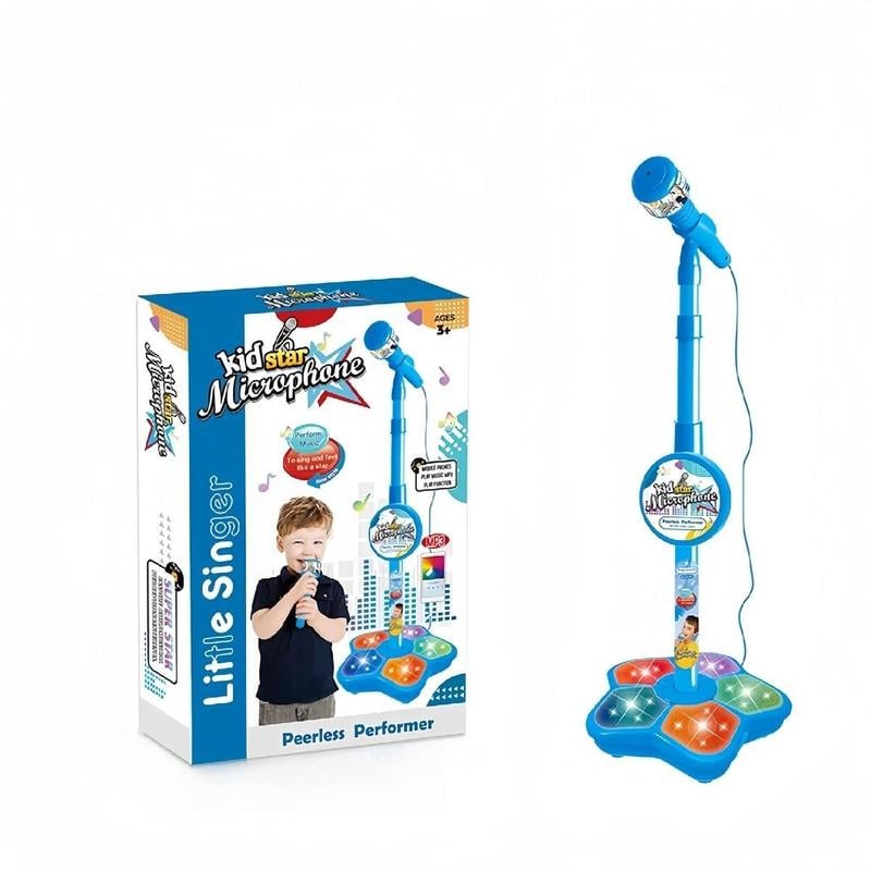 🎤 Zabawkowy mikrofon karaoke dla dzieci – światła + wysuwalna szyna (70-90cm) – idealny prezent na urodziny!🎁