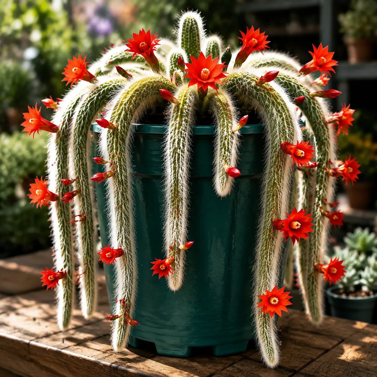 🌵Rzadki kaktus Monkey Tail – żywy wodospad miękkiego, puszystego piękna