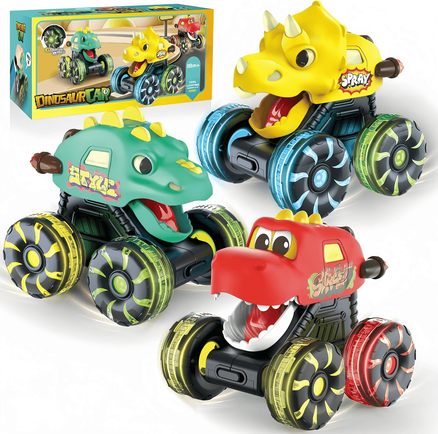 🔥Zabawka ciężarówka Dino z czujnikiem ruchu Press & Go dla maluchów🎁Najlepszy prezent urodzinowy dla dziecka