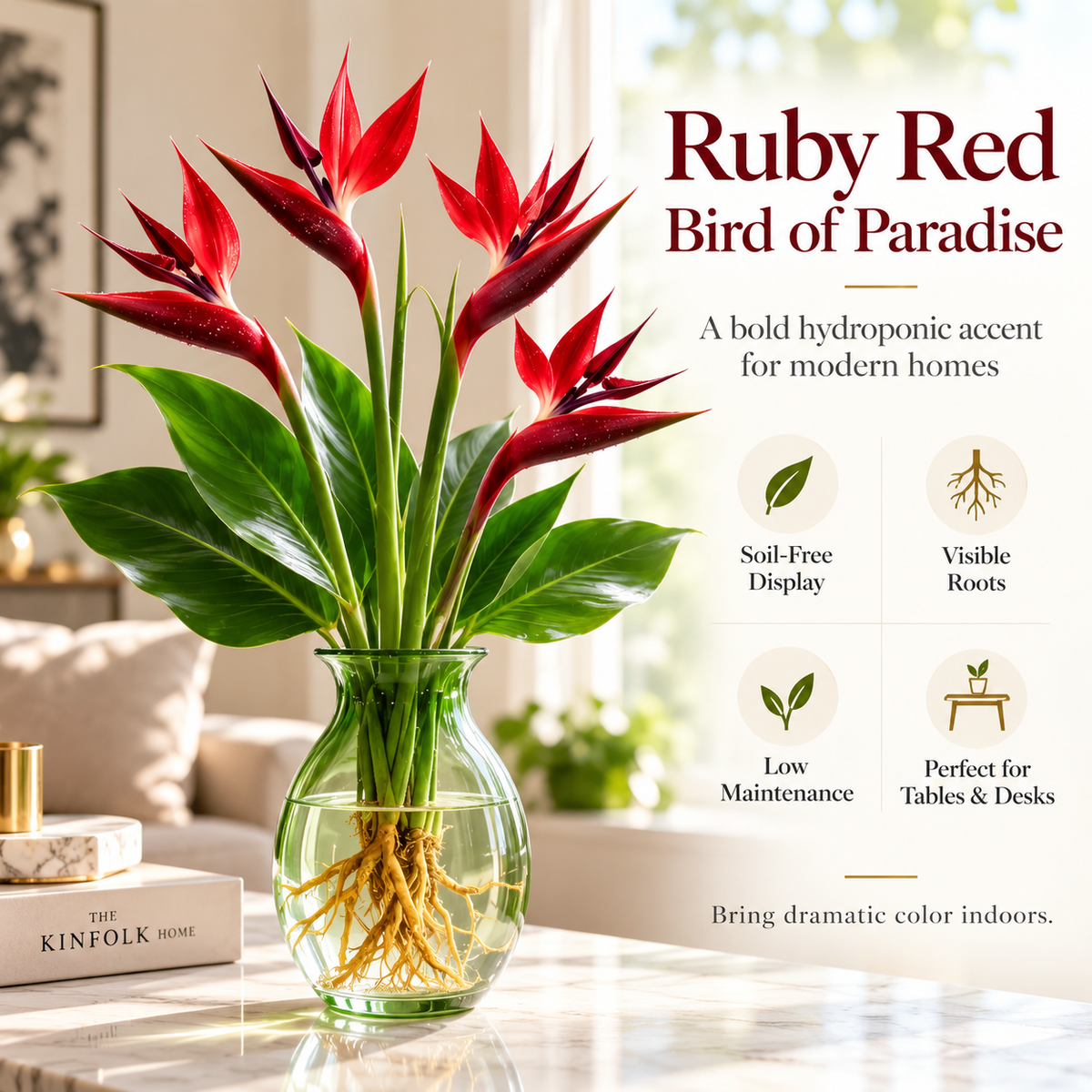 🕊️ Hydroponic Bird of Paradise Starter – Tropical Water-Grown Indoor Plant 💧🌱