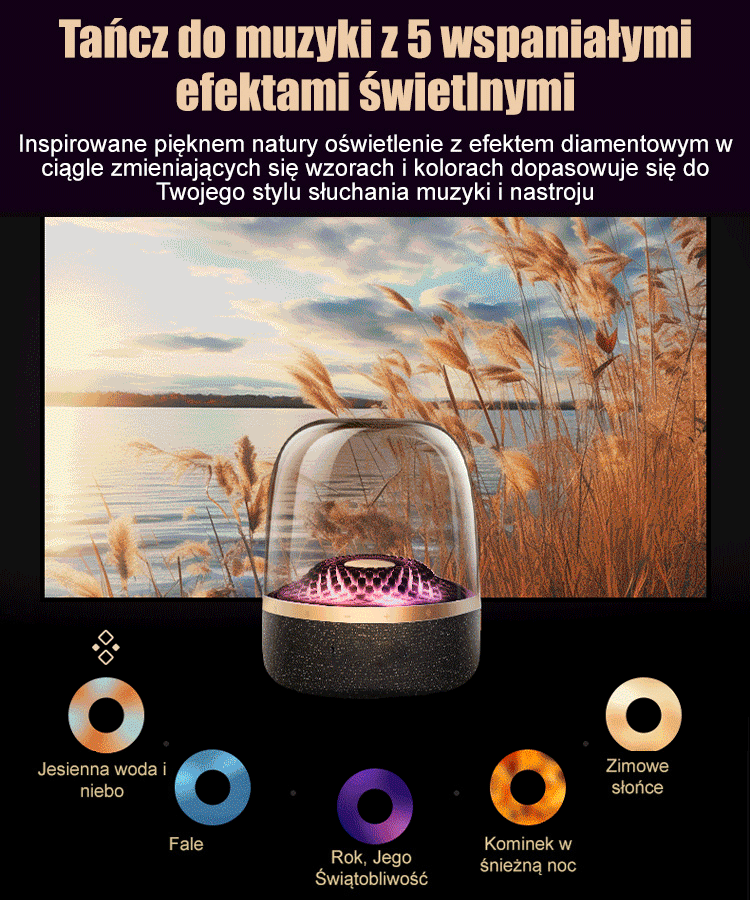 Nowy, przeszklony, kolorowy, lekki głośnik bluetooth