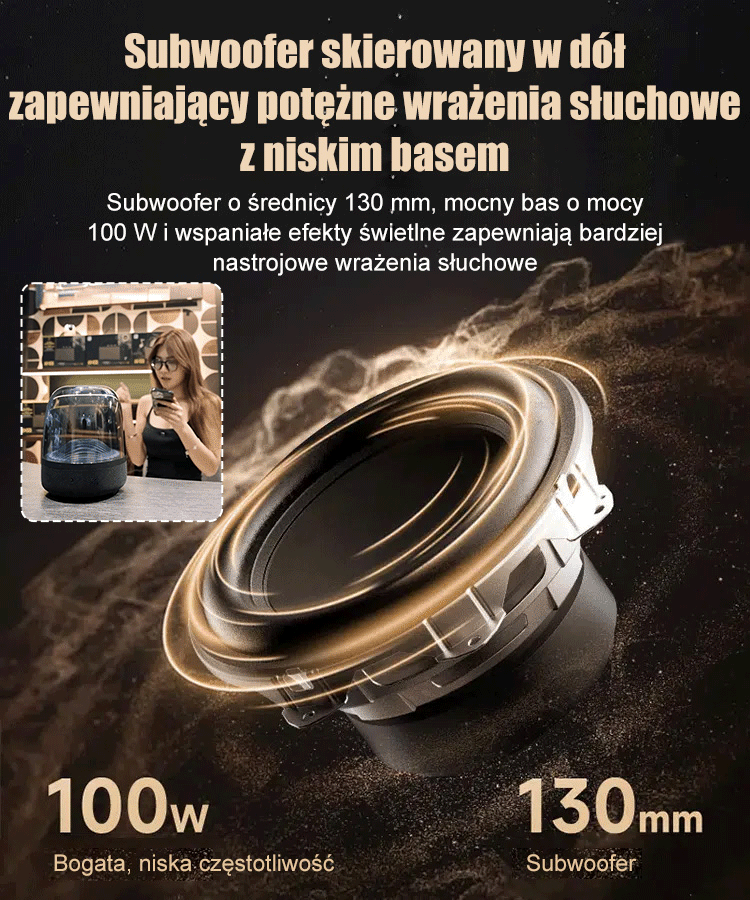 Nowy, przeszklony, kolorowy, lekki głośnik bluetooth