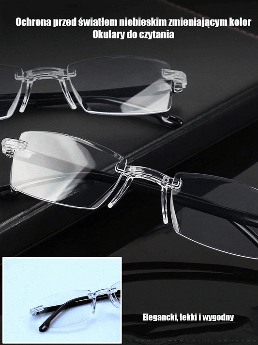 Zmieniające kolor okulary do czytania chroniące przed niebieskim światłem