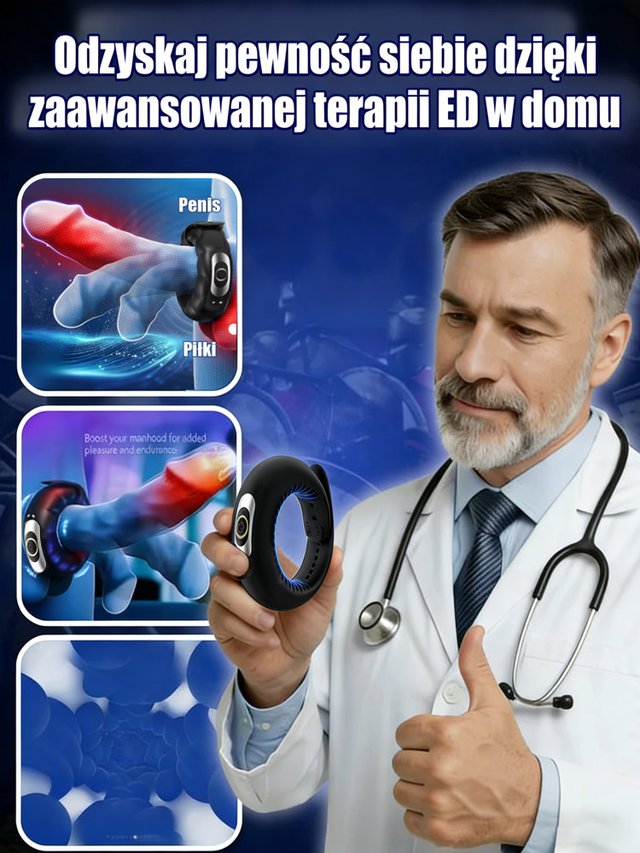 Pierścień masujący z wibracjami dla dorosłych opóźniający wytrysk.