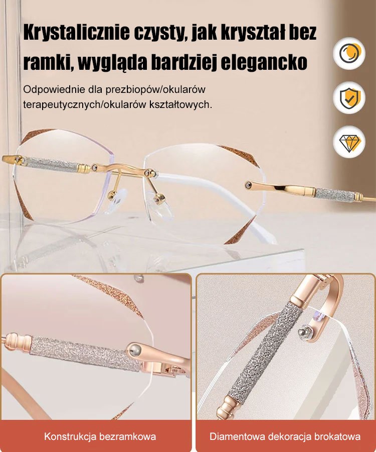 Bezramkowe okulary antyrefleksyjne Diamond Cut Edge Anti-Blue Light Presbyopia