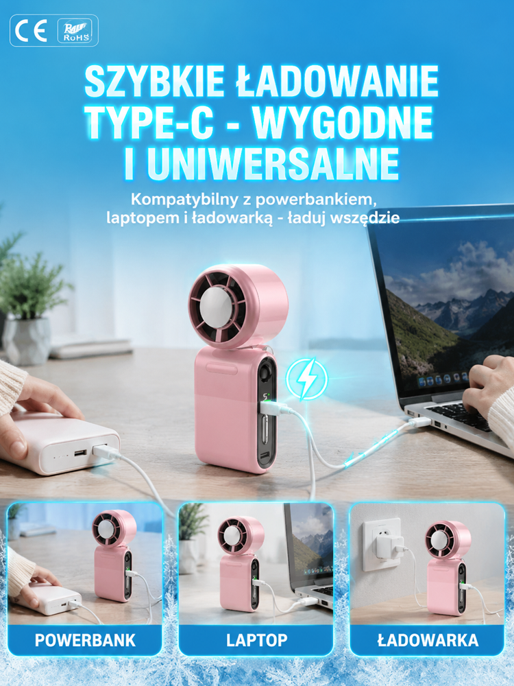 Przenośny uniwersalny mini wentylator ręczny z chłodzeniem lodem