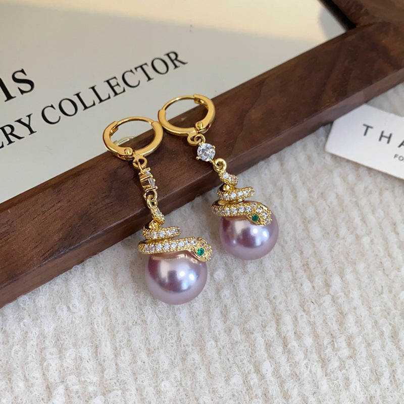 🐍Ειδική Πρωτοχρονιάτικη Προσφορά🎀 Pearl Snake Earrings-GR