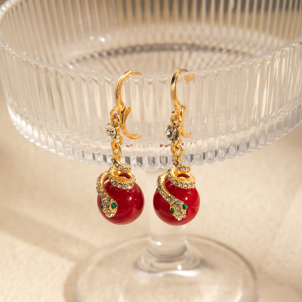 🐍Specialus Naujųjų metų pasiūlymas🎀 Auskarai iš perlų gyvatės-LT