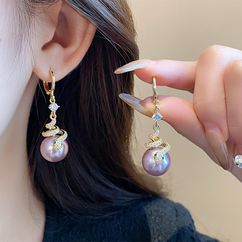 🐍Ειδική Πρωτοχρονιάτικη Προσφορά🎀 Pearl Snake Earrings-GR