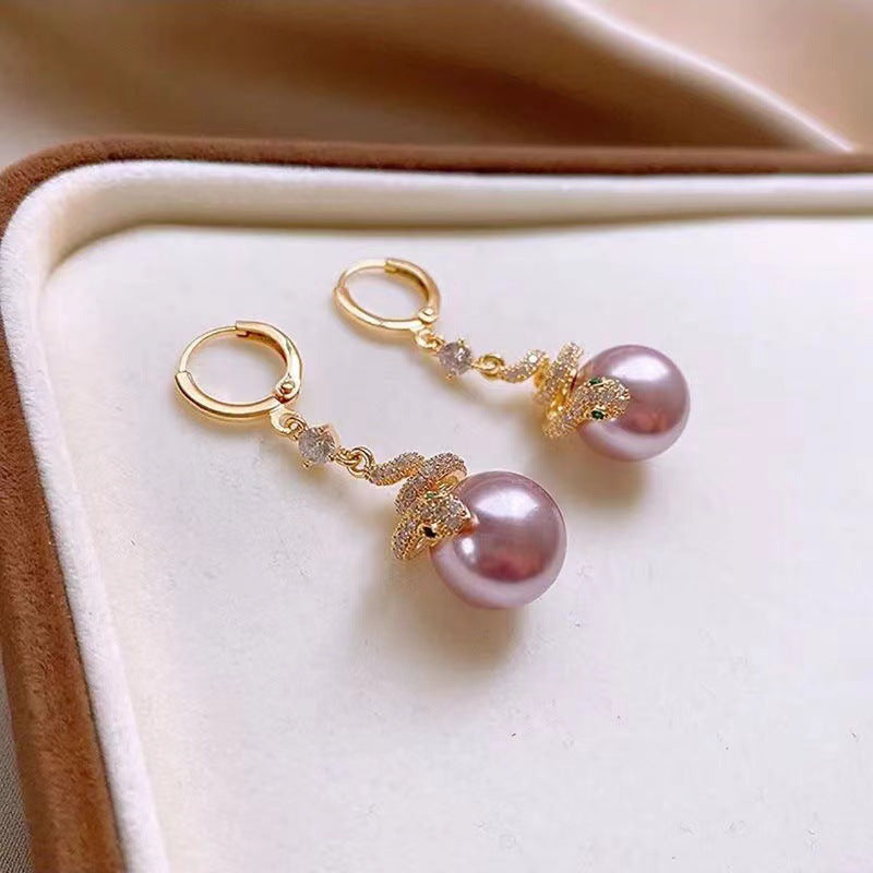 🐍Ειδική Πρωτοχρονιάτικη Προσφορά🎀 Pearl Snake Earrings-GR