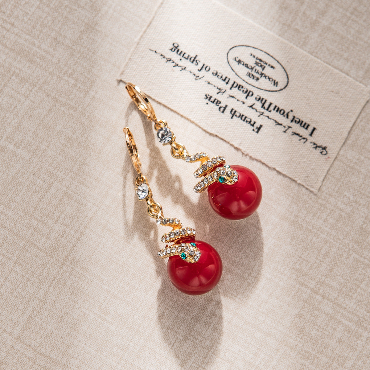 🐍Specialus Naujųjų metų pasiūlymas🎀 Auskarai iš perlų gyvatės-LT