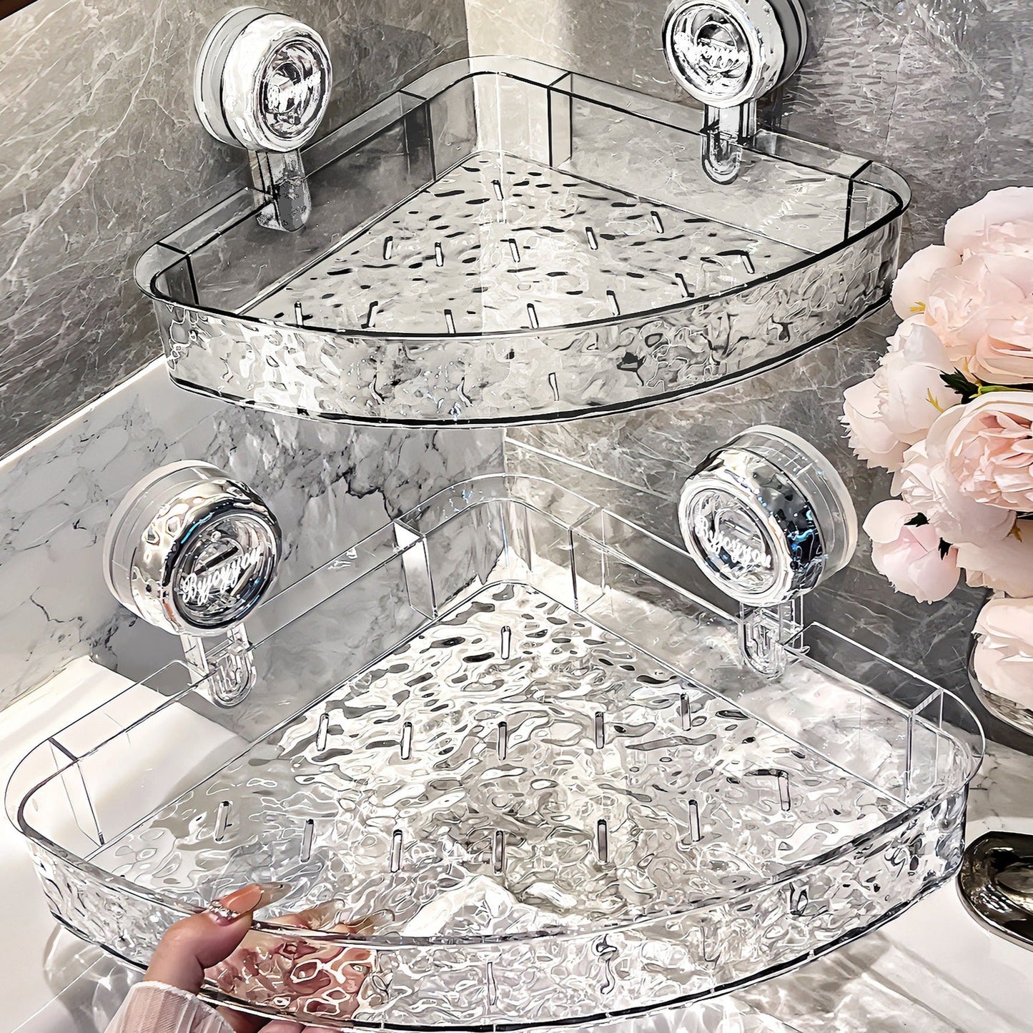 Skaidrus sieninis krepšys be gręžimo: nuimamas, daugiafunkcis trikampis ir stačiakampis daiktų laikymo sprendimas be gręžimo-LT