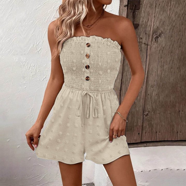 🔥👗Damski kombinezon typu tuba z szerokimi nogawkami i falbanką z przodu i wiązaniem