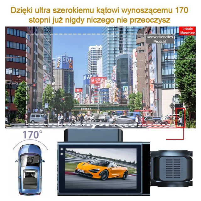 HFH-Trzy nagrywanie wysokiej jakości wifi rejestrator jazdy