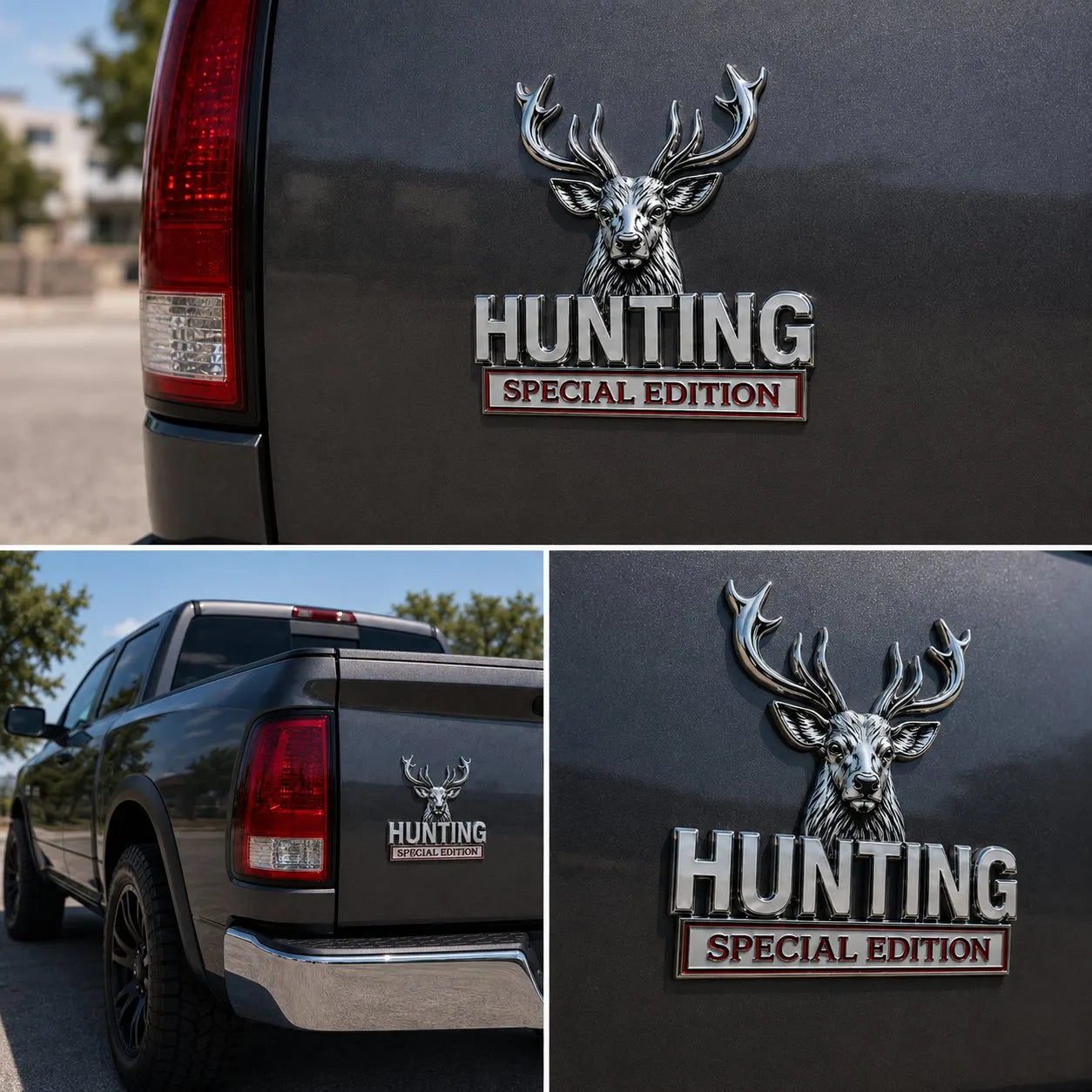 🦌 HUNTING Edycja Specjalna - metalowy emblemat 3D chromowany na samochód