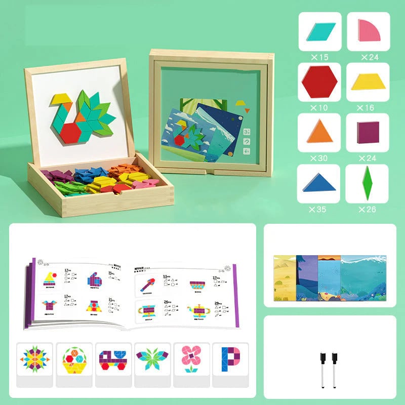 🎁Wyprzedaż świąteczna 50% TANIEJ🔥Zestaw drewnianych puzzli magnetycznych z wzorem🧩