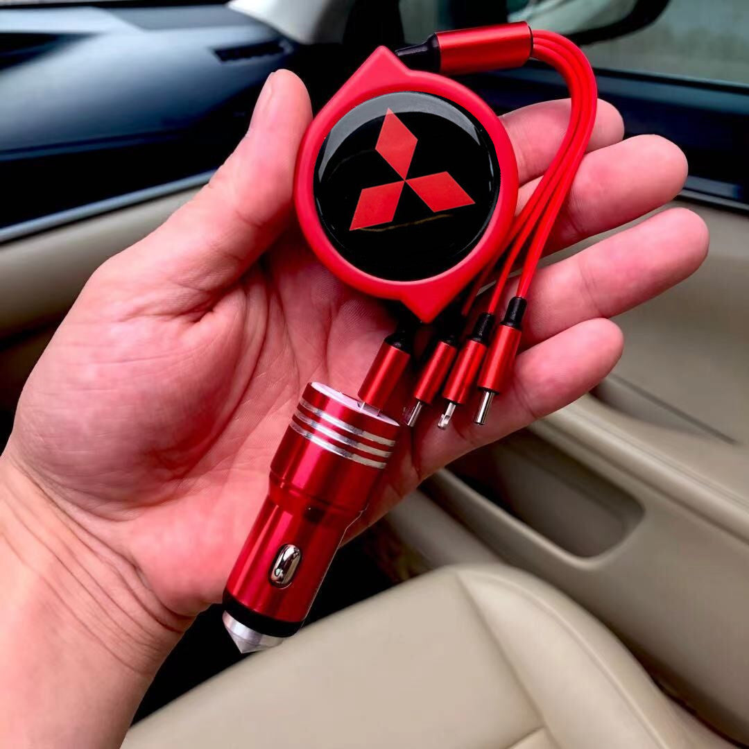 3 viename ištraukiamas automobilio duomenų kabelis + nemokamas automobilinis įkroviklis-LT