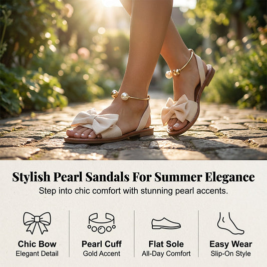 🌺 50% ZNIŻKI💐Stylowe sandały z perłowym paskiem wokół kostki
