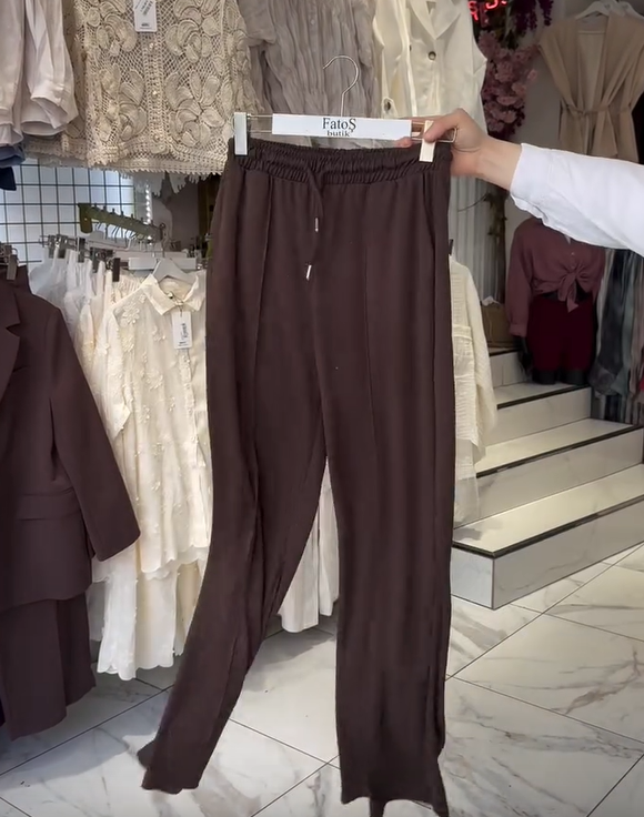 Conjunto de pantalón de algodón de manga larga y cuello redondo para mujer-ES