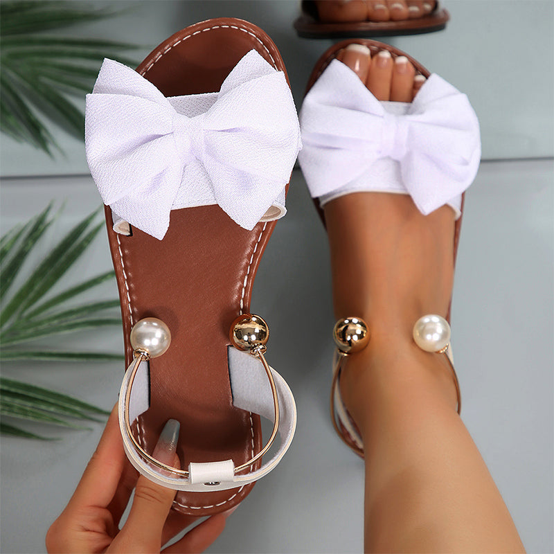 🌺 50% ZNIŻKI💐Stylowe sandały z perłowym paskiem wokół kostki