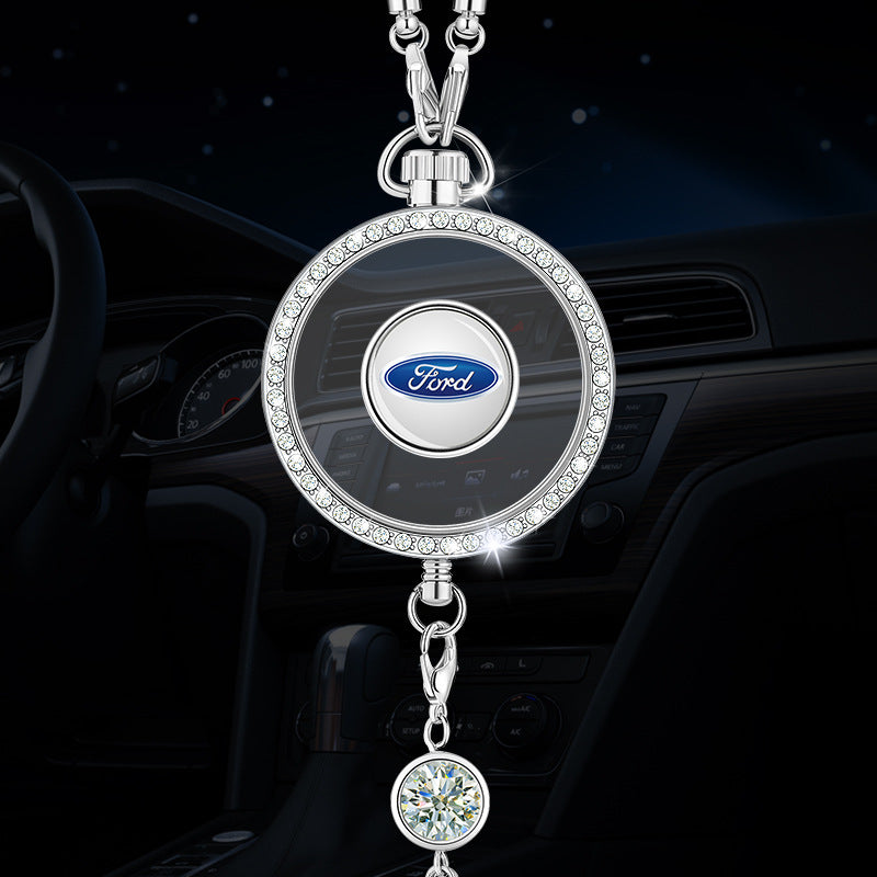 Μενταγιόν με λογότυπο αρωματοθεραπείας αυτοκινήτου από μέταλλο και διαμάντια-GR