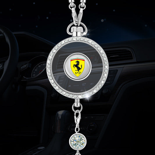 Automobilio aromaterapijos logotipo pakabukas iš metalo ir deimantų-LT