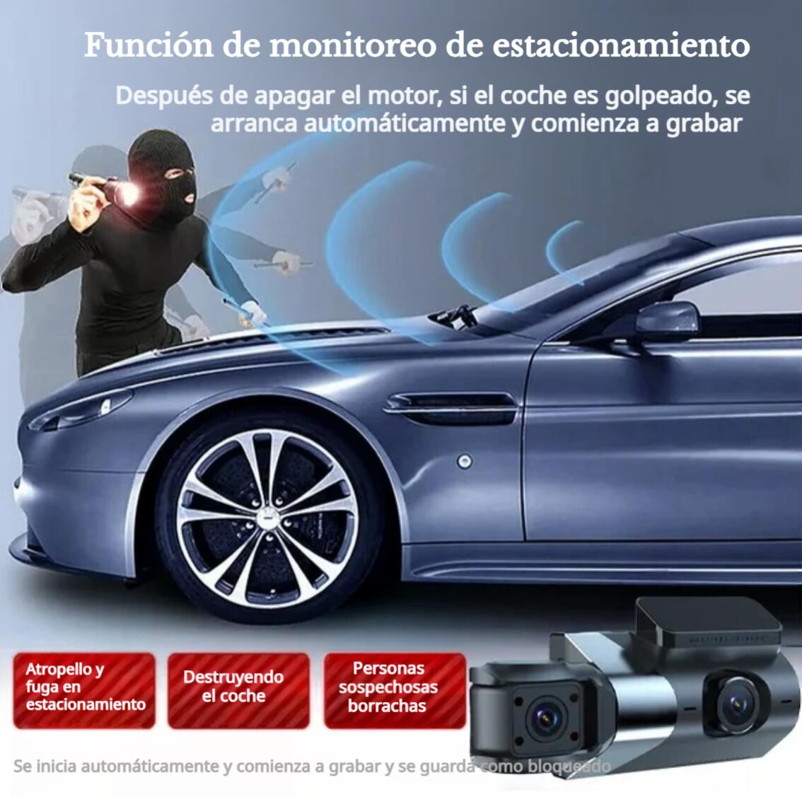 Grabador de coche HD WiFi con tres grabaciones