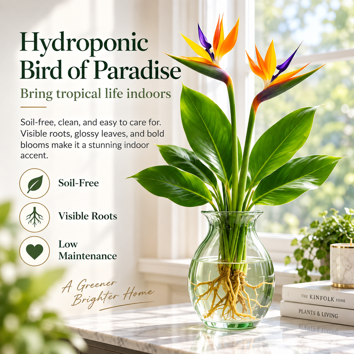 🕊️ Hydroponic Bird of Paradise Starter – Tropical Water-Grown Indoor Plant 💧🌱