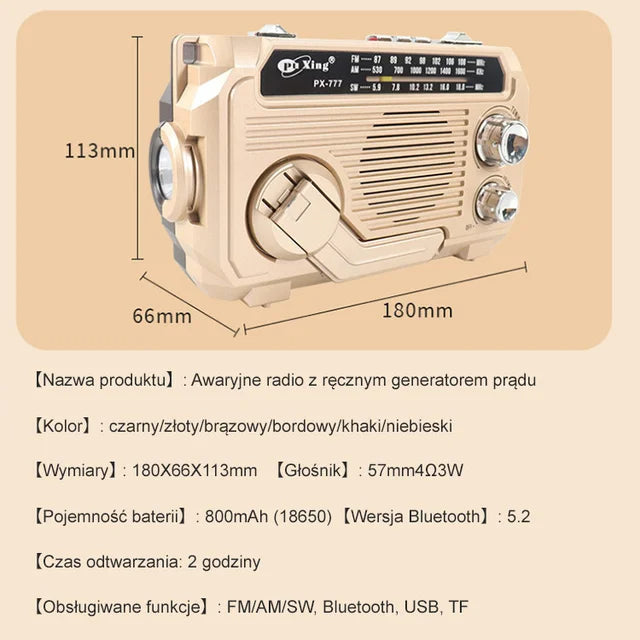Ręczne radio z funkcją ładowania awaryjnego