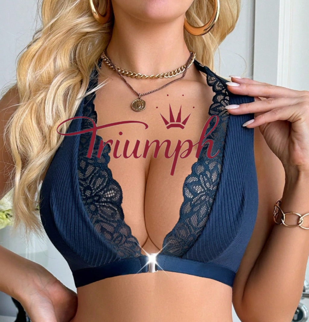 Triumph - 4 szt. 💥 Seksowny biustonosz z koronkowym przodem i romantyczną klamrą