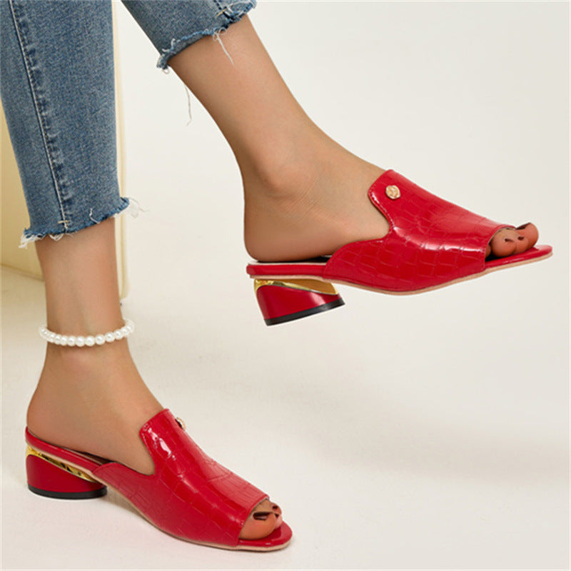 😍Zadnji dan s 50% popustom😍 - Modni ženski ortopedski usnjeni sandali z odprtimi prsti in debelimi petami-SI