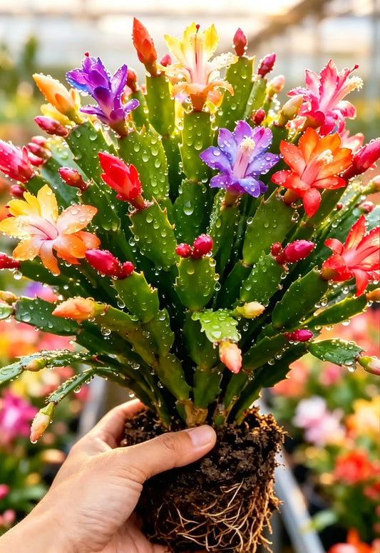 🦀Mieszane kolory cebul Schlumbergera – łatwe w pielęgnacji kwiaty w każdym odcieniu, nawet zimą ❄️🌈