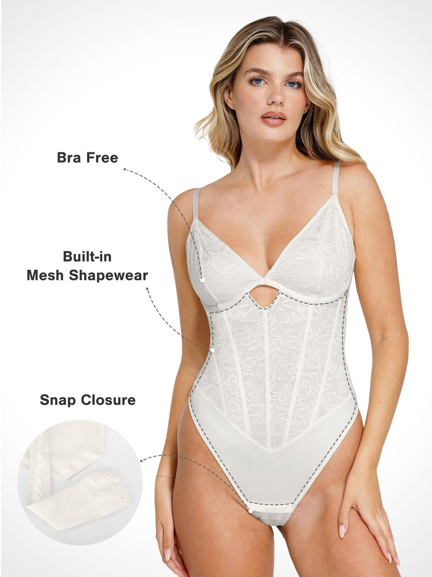 Το Shapewear Bodysuit Cutout γλυπτική δαντέλα-GR