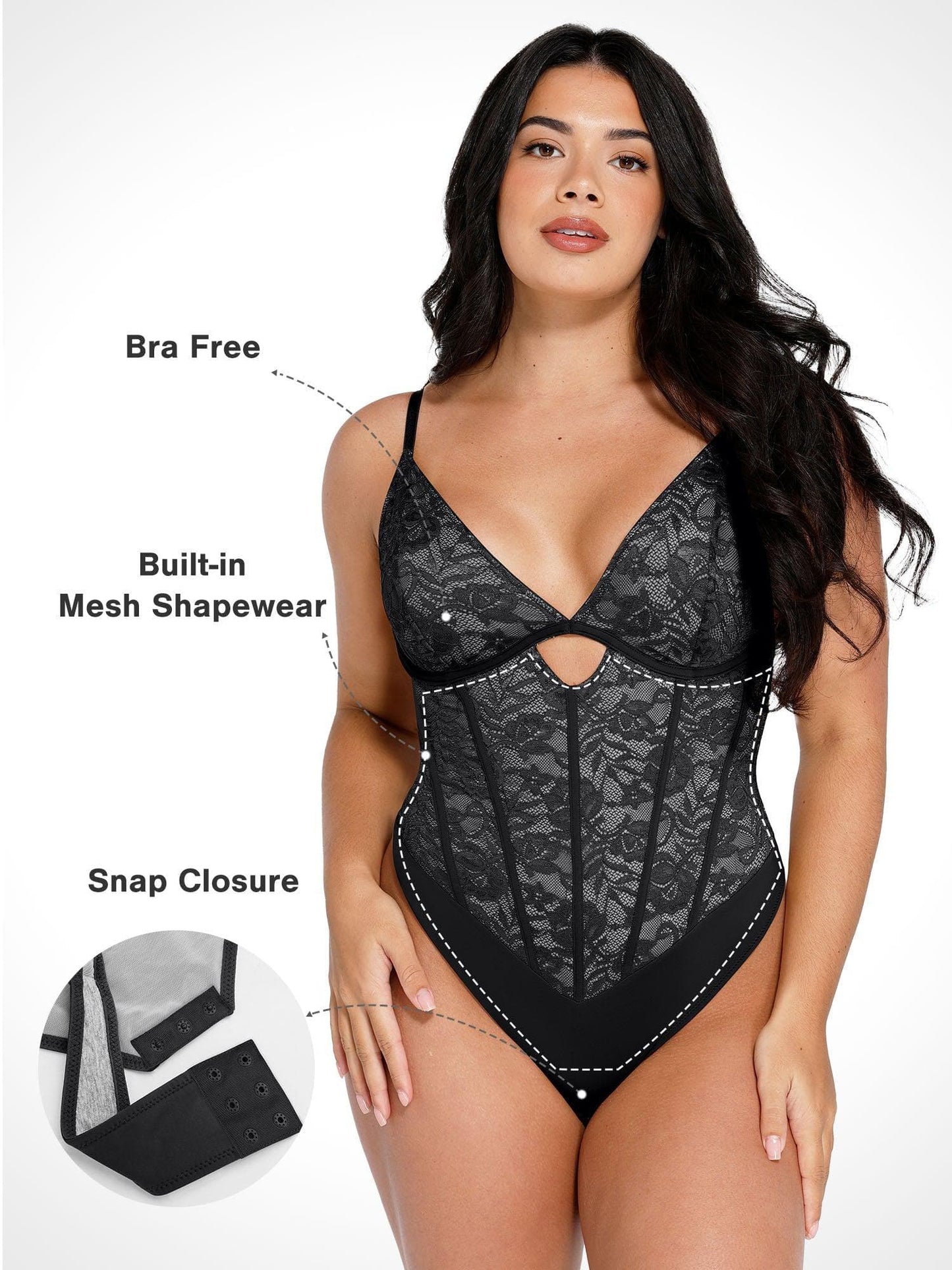 The Shapewear Bodysuit Cutout skulptūriniai nėriniai-GR 