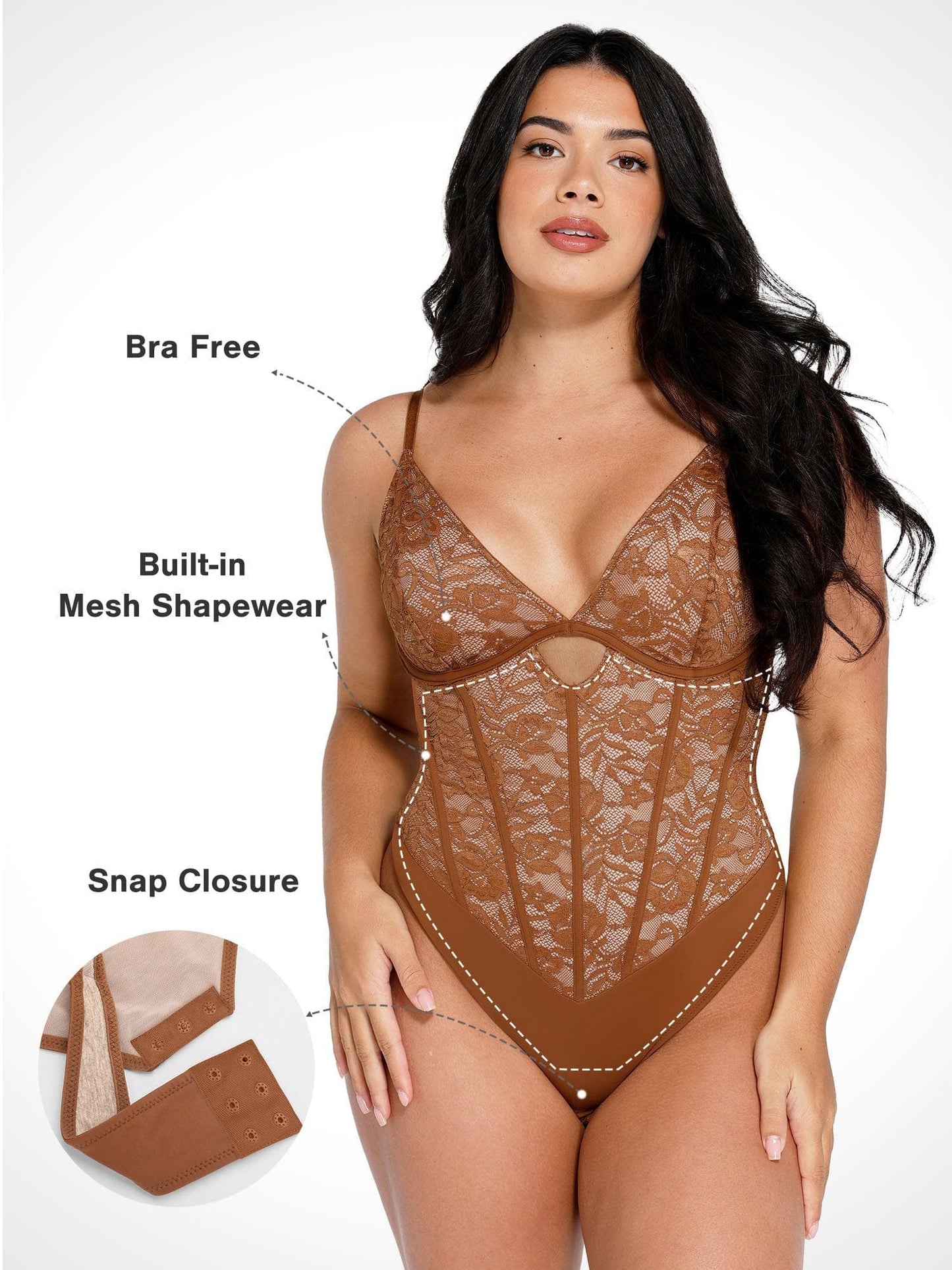 Το Shapewear Bodysuit Cutout γλυπτική δαντέλα-GR