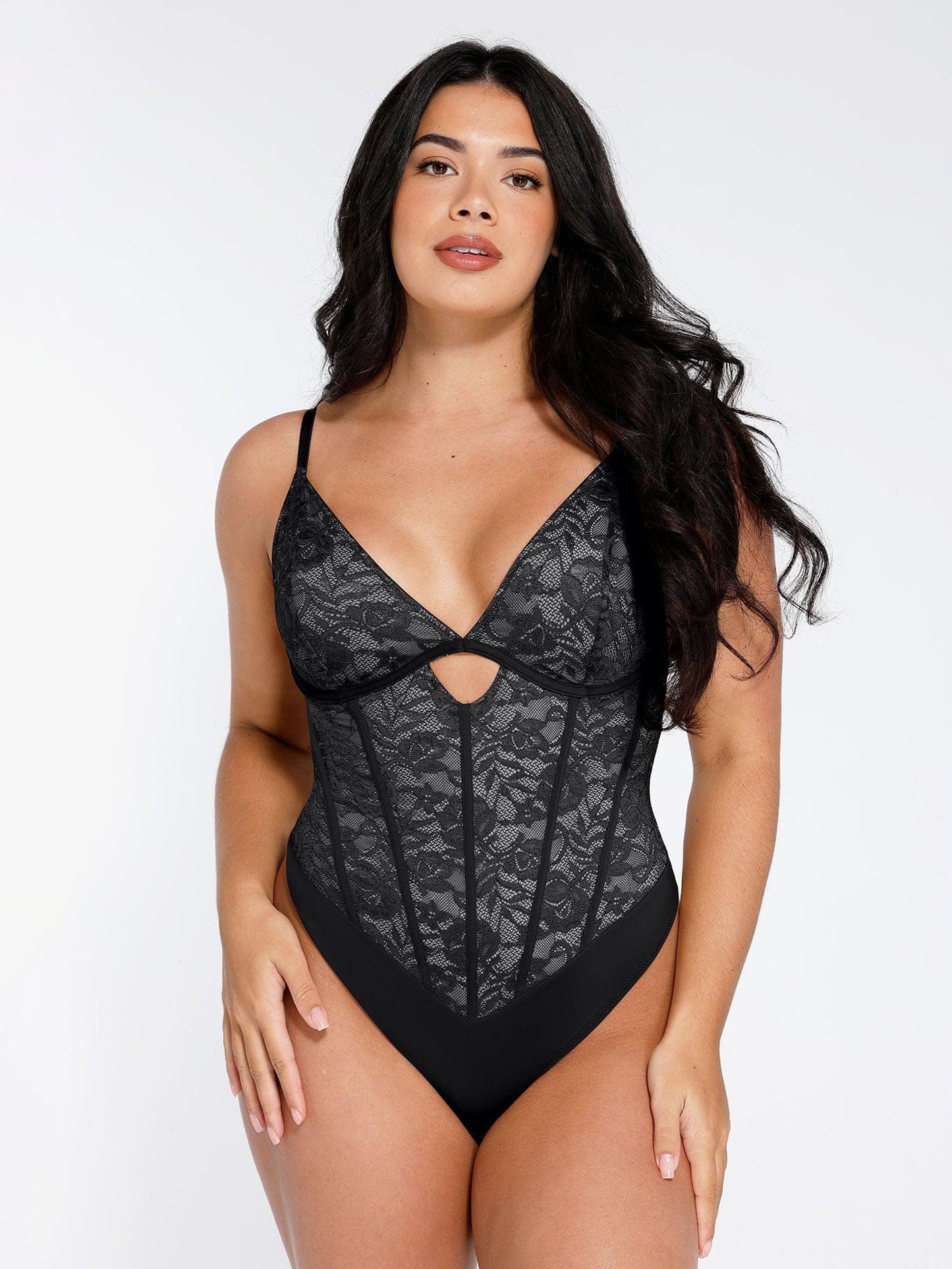 The Shapewear Bodysuit Cutout skulptūriniai nėriniai-GR 