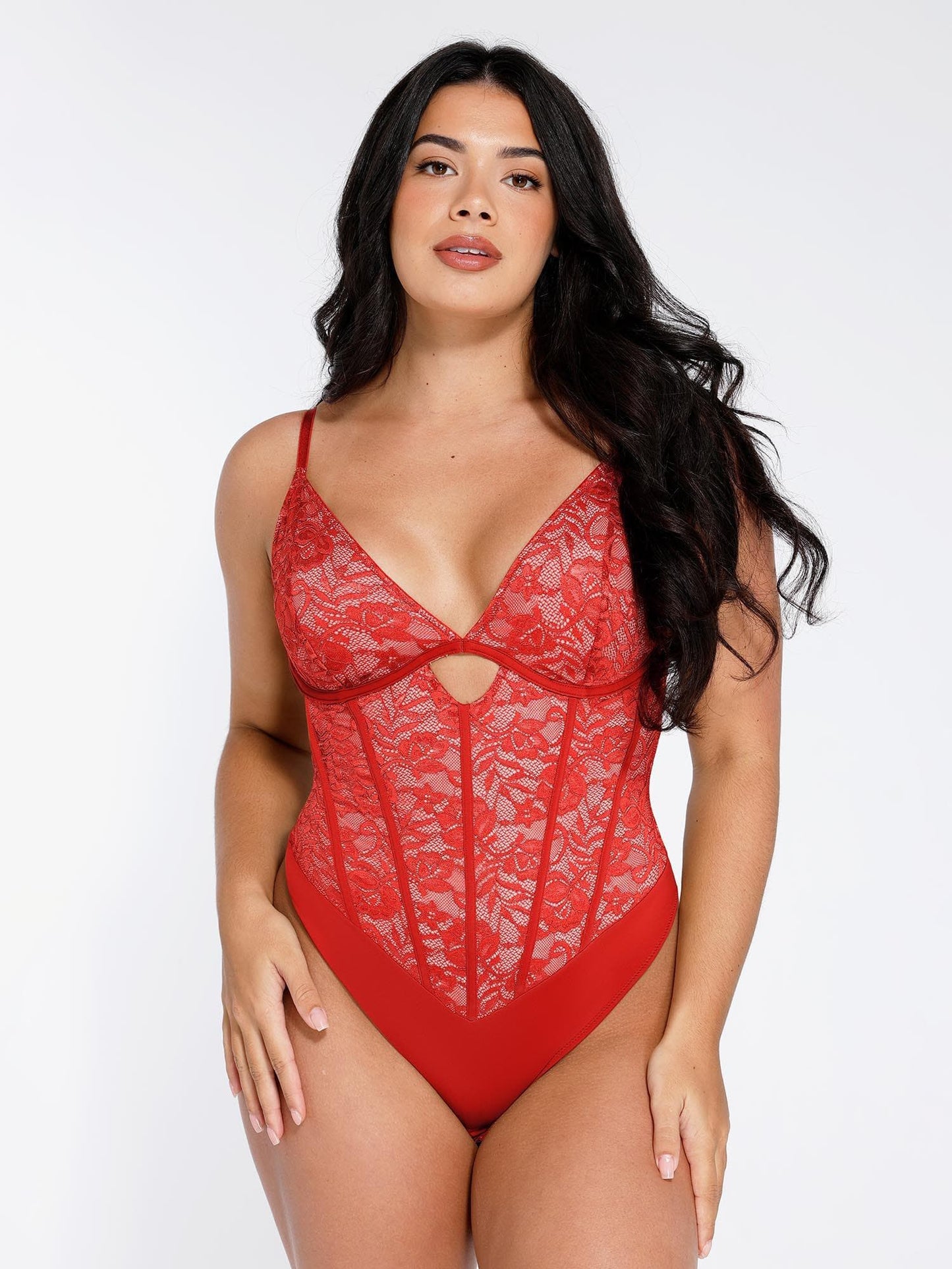 Το Shapewear Bodysuit Cutout γλυπτική δαντέλα-GR