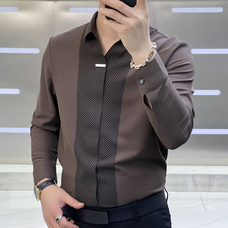 👔 Ανδρικό πουκάμισο Patchwork σε Business Casual στυλ-GR