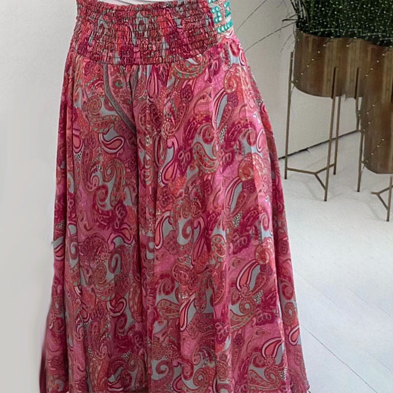 💕Pantalón de cintura elástica con estampado étnico🌸