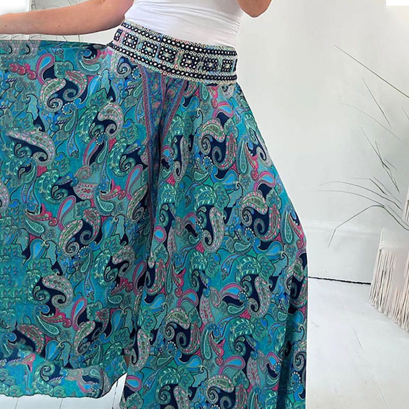 💕Pantalón de cintura elástica con estampado étnico🌸