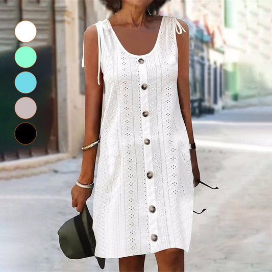 Αμάνικο πλεκτό φόρεμα με λαιμόκοψη σε σχήμα U-GR