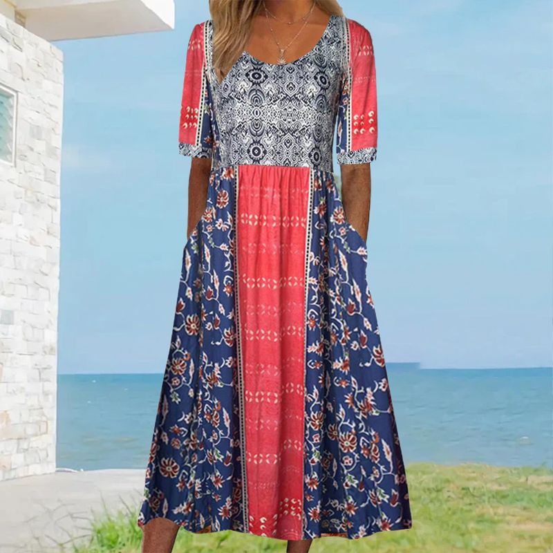 🌸Elegantné dámske šaty s boho potlačou-SK