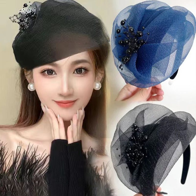 2025 Νέο σχέδιο 🌸 Vintage Organza Headband Fascinator-GR