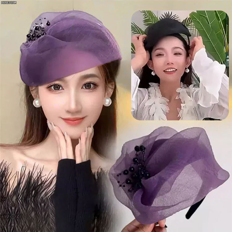 2025 Νέο σχέδιο 🌸 Vintage Organza Headband Fascinator-GR