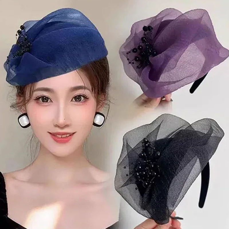 2025 Νέο σχέδιο 🌸 Vintage Organza Headband Fascinator-GR