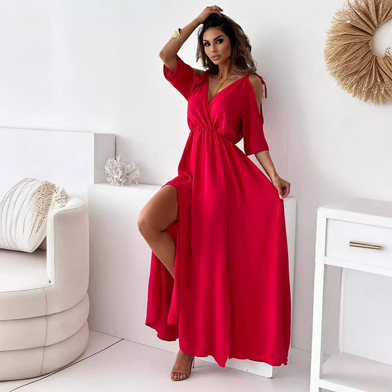 【💖Nowości 2025】👗Elegancka, seksowna sukienka dla kobiet z spiczastym dekoltem