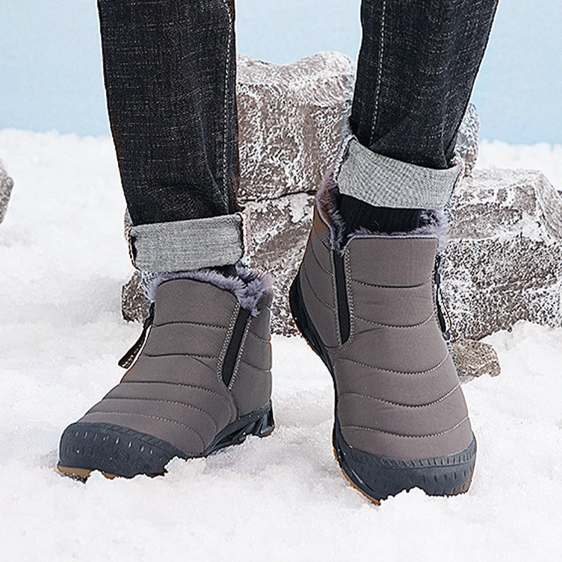 Botas de nieve impermeables y cálidas de invierno con forro de piel sintética.-ES